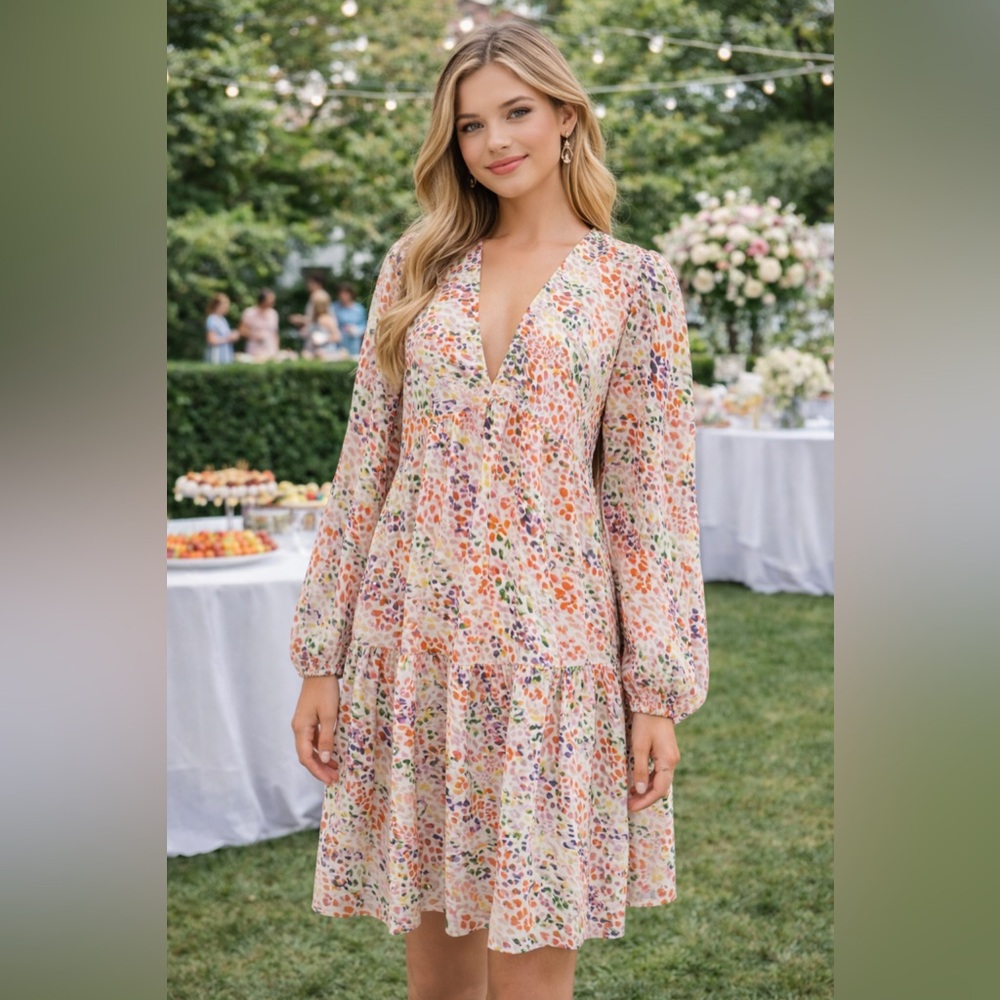 ANNIE WEAR Colorful Boho Chic Dress Sz L Bohemian Fairy Easter Hippie Girly